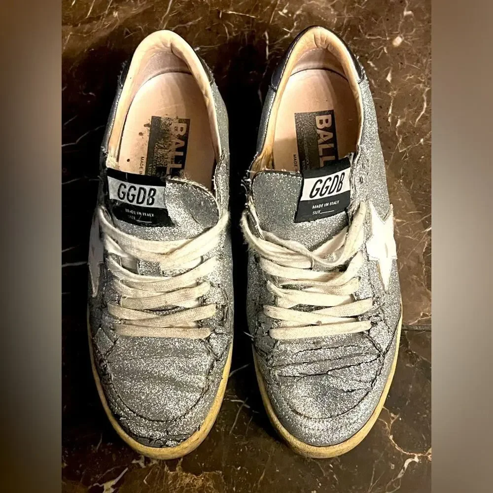 Golden Goose Silver Glitter ballstars 37